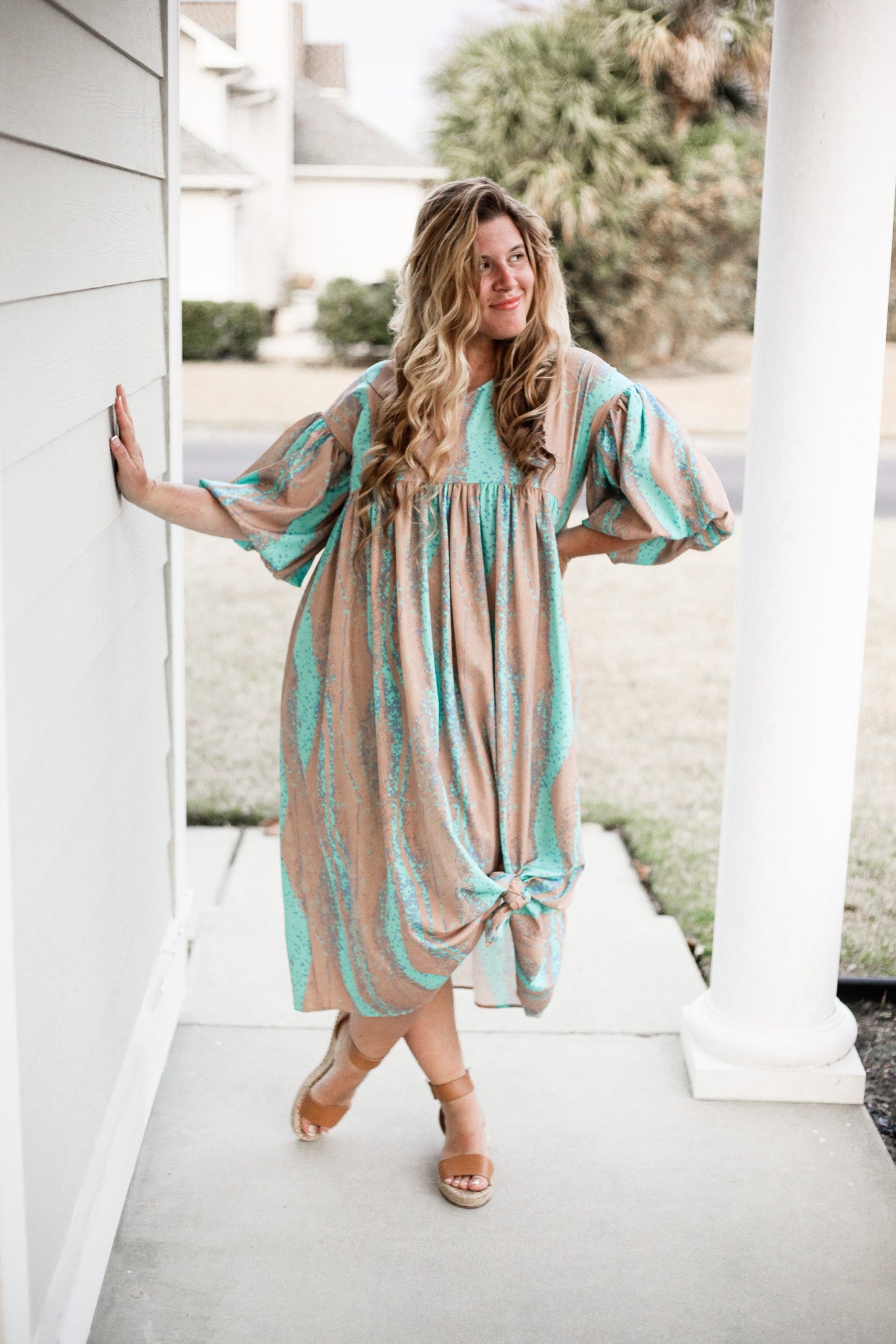 Puff Sleeve V-Neck Boho Dress  BX1310 OS Official JT Merch