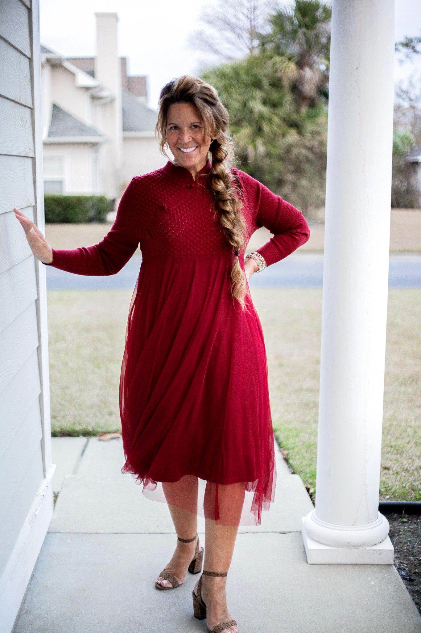 Burgundy Red Gauzy Sweater Dress  BX1310 XL Official JT Merch