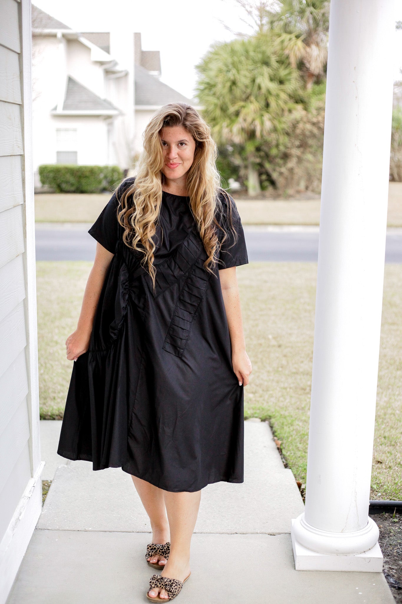 Black Dress Pleats And Gathers  BX1310 OS Official JT Merch